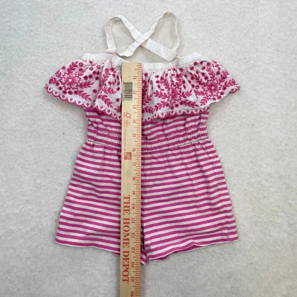 Hanna Andersson Pink Cotton Summer Stripes Romper Size 3T